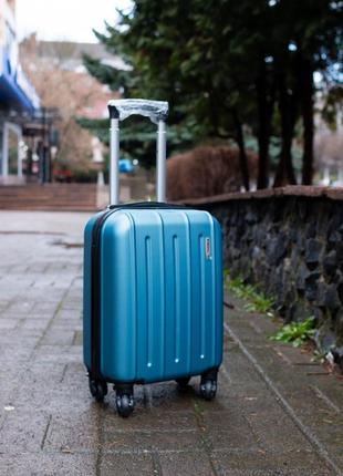 Валіза пластикова kaiman 13021 ручна поклажа 40x30x20 серебисто-синий