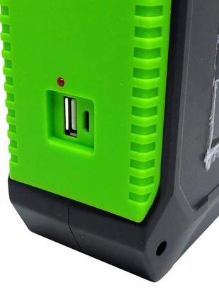 Портативный фонарь лампа jy-978b аккумуляторный с солнечной панелью + power bank. цвет: зеленый5 фото