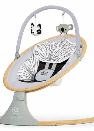 Укачивающий центр kiderkraft lumi wooden grey для новорожденных | детская люлька-качалка | убаюкивающая