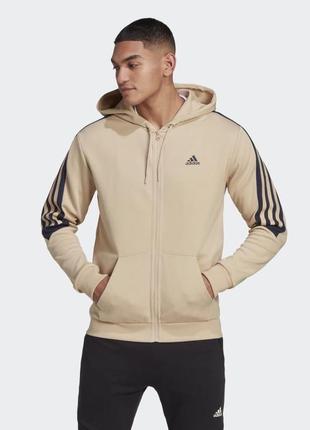 Толстовка adidas future icons 3-stripes full-zip hoodie beige hk4570