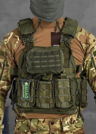 Тактическая плитоноска с четырьмя точками быстрого сброса  asdag oliva  рн6329