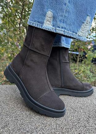 Натуральная кожа замша все размеры много цветов ботинки деми зима