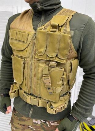 Тактичний жилет розвантажувальний (розгрузка) leapers utg 547 (pvc-v547bt) кайот   /\