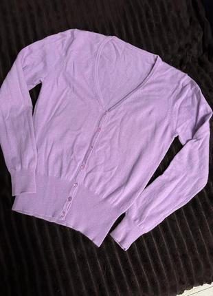Кардиган кашемировый на пуговицы, свитер лиловый 100% кашемир