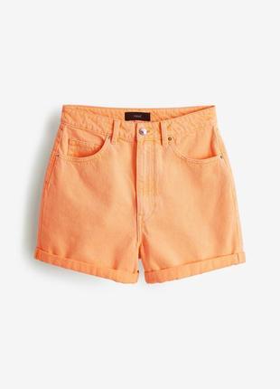 Джинсові шорти next mom fit у неоново-жовтогарячому кольорі, xl