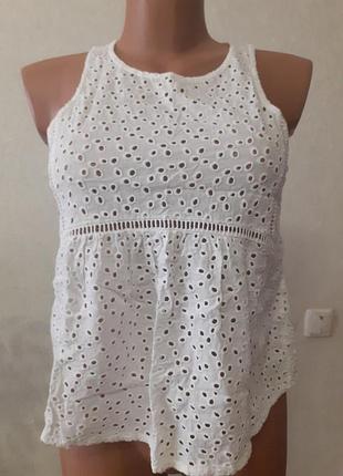 Блуза топ хлопковый с вышивкой" ришелье"прошва