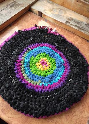 Круглый коврик из лоскутков ручной работы 46 см, подстилка на стул, табурет