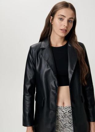 Новый черный жакет sinsay пиджак эко кожа новейший пиджак эко кожу