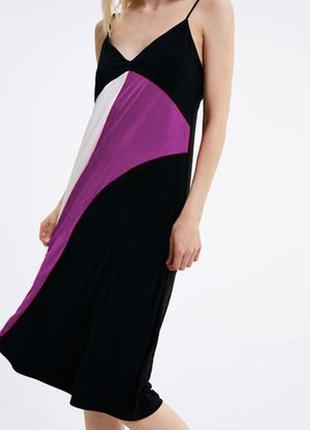 Сукня на бретельках zara color block, l/xl