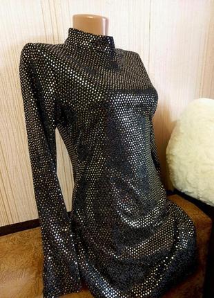 Шикарное платье сукня мини плаття с блестками блестящее вечернее