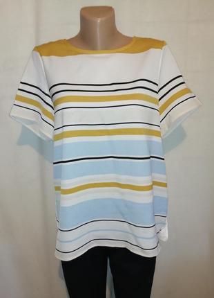 Легкая футболка блуза с поговицами на спине в полоску