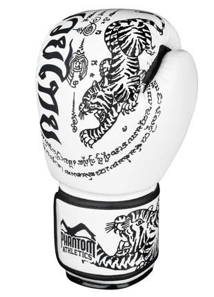 Боксерские перчатки phantom muay thai white 16 унций (капа в подарок)2 фото