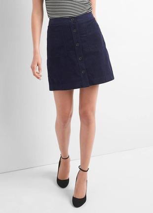 Юбка вельвет gap синяя вельветовая