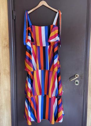 Яскрава максі сукня в різнокольорову смужку why dress, xl5 фото