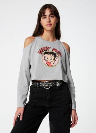 Лонгслів jennyfer betty boop з відкритими плечима, xs/s/m1 фото