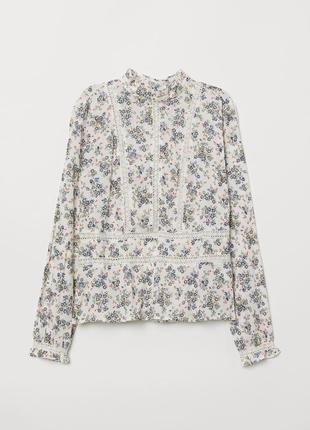 Шикарна квіткова блузка h&m з мереживом, xl2 фото