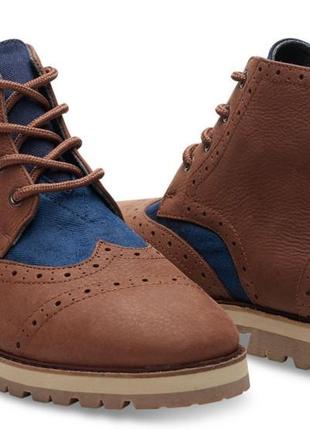 Чоловічі черевики броги toms men's brogue boot chestnut brown full grain leather розмір 43 eur/ 9.5 usa / 8.5 uk