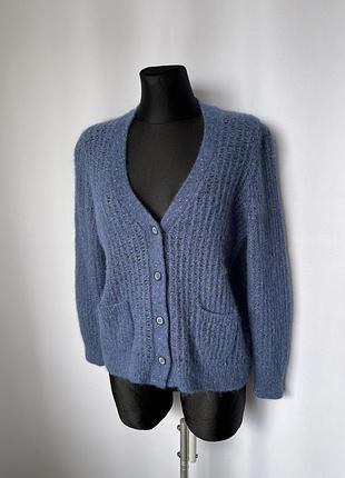 Кагдиган кофта  gran sasso синий на пуговицах альпака шерсть