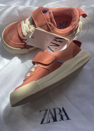 Новые кожаные кроссовки туфли детские кеды zara оранжевые2 фото