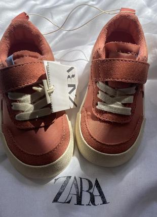 Новые кожаные кроссовки туфли детские кеды zara оранжевые3 фото