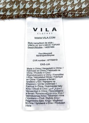 Стильна блузка vila в гусячу лапку з рукавом 3/4, s6 фото