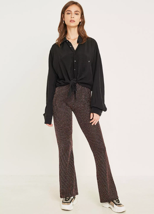 Блискучі чорні кльошні легінси брюки глітер з мідним люрексом urban outfitters2 фото