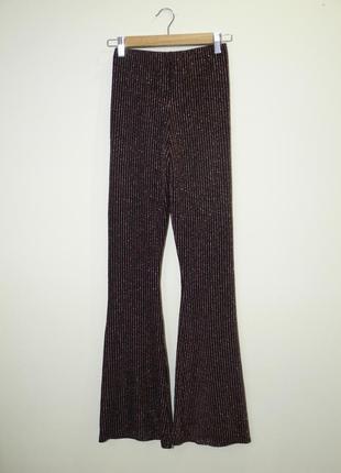 Блискучі чорні кльошні легінси брюки глітер з мідним люрексом urban outfitters6 фото