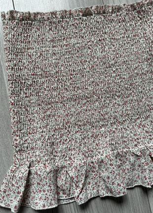 Юбка жатка легкая цветочный принт юбка с рюшами2 фото