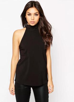 Стильный черный топ asos с высокой горловиной  с открытой спиной, xl