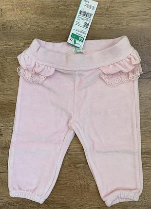 Велюрові штанці дівчинці «benetton baby» р. 6-9m/68cm.