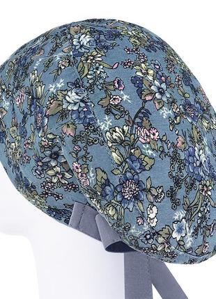 Медицинская шапочка шапка женская тканевая многоразовая принт цветы2 фото