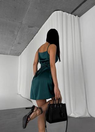 Сукня міні шовкова на бретелях3 фото