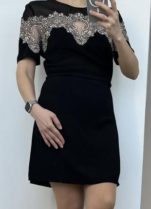 Sandro платье из плотной вискозы с кружевом, размер 31 фото