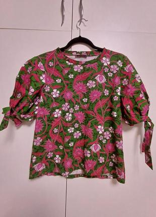 Топ nwt zara, футболка, блузка цветочный принт3 фото