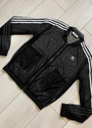 Женская стильная кофта олимпийка в сеточку adidas size s-m1 фото