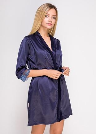 Халат женский serenade 761 синий сатин шелк