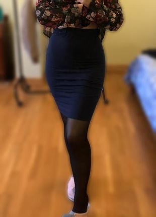 Синяя юбка на резинке