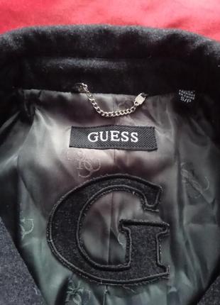 Женское брендовое шерстяное шерстяное пальто новое люкс оригинал серо-черного цвета размера s от guess7 фото
