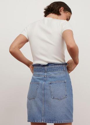 Модная джинсовая юбка с высокой талией хс h&m4 фото