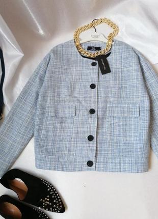 Стильный жаккардовый пиджак блейзер куртка из фактурной ткани с карманами10 фото