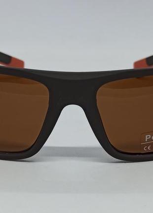 Очки в стиле hugo boss мужские солнцезащитные коричневые с оранжевым матовые поляризованные2 фото