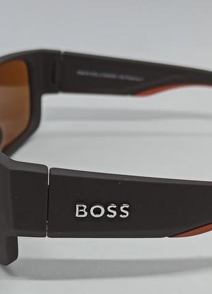 Очки в стиле hugo boss мужские солнцезащитные коричневые с оранжевым матовые поляризованные5 фото