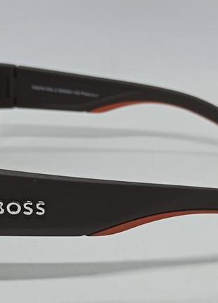 Очки в стиле hugo boss мужские солнцезащитные коричневые с оранжевым матовые поляризованные4 фото