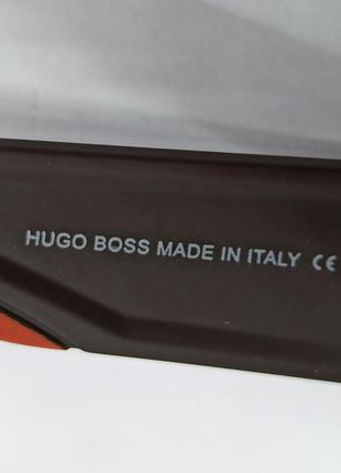 Очки в стиле hugo boss мужские солнцезащитные коричневые с оранжевым матовые поляризованные8 фото