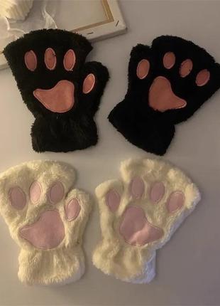 Рукавички лапки, рукавички без пальців, рукавиці котячі лапки2 фото