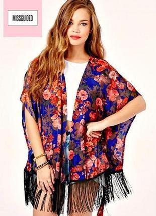 Яркое кимоно накидка в цветочный принт бренда моды из крупнобритании missguided1 фото