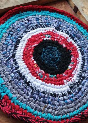Круглый коврик из лоскутков ручной работы хенд мейд, разноцветный, 54 см, подстилка на...