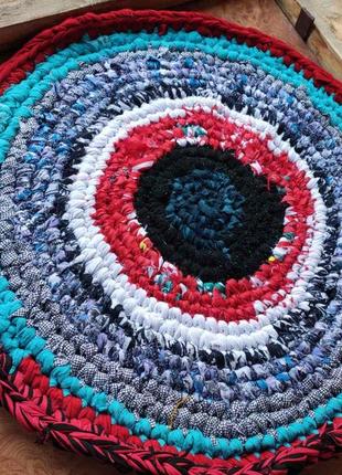 Круглый коврик из лоскутков ручной работы хенд мейд, разноцветный, 54 см, подстилка на...