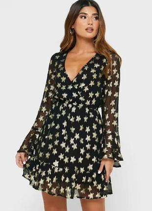 Платье с имитацией запаха со звездами river island