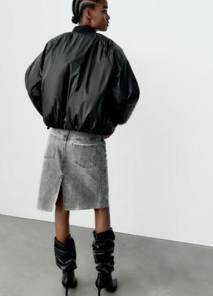 Чорна демі куртка бомбер оверсайз zara — xs, l2 фото